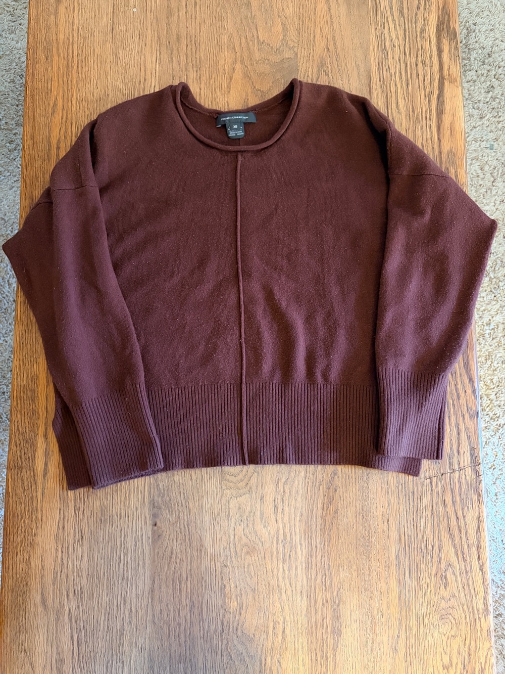 Women's Maroon French Connection Crewneck Sweater sz XS